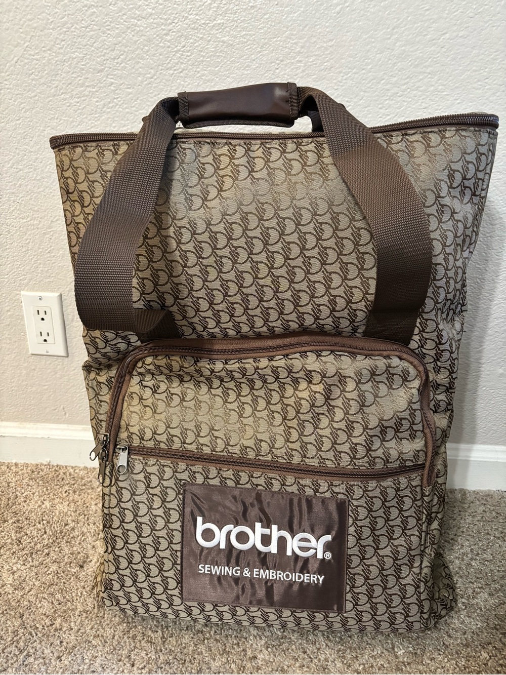 Brother Brown Patterned Sewing & Embroidery Travel Tote